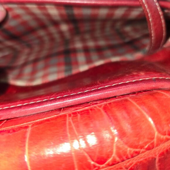 Vintage Y2K Brighton Red Croc Leather Silver Heart Charm Shoulder Bag - Picture 7 of 8